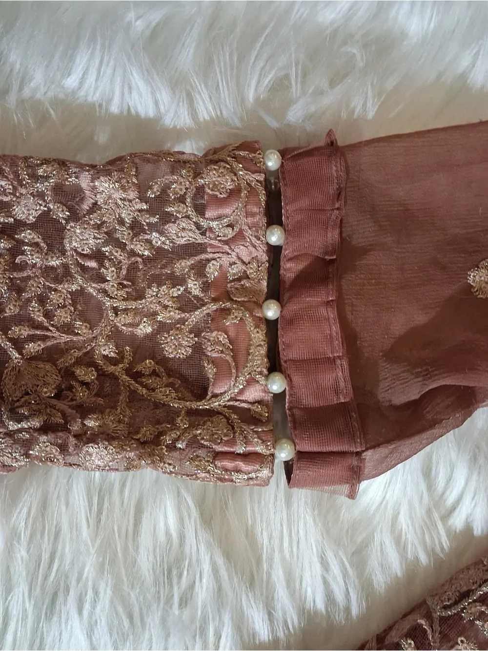 Embellished Mauve Lace Overlay Dress - Picture 2 of 10